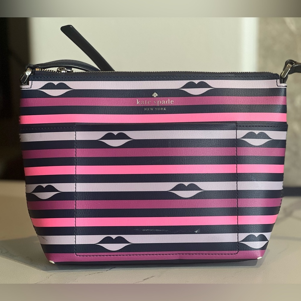 Kate Spade Pink and Black Striped Women's Bag